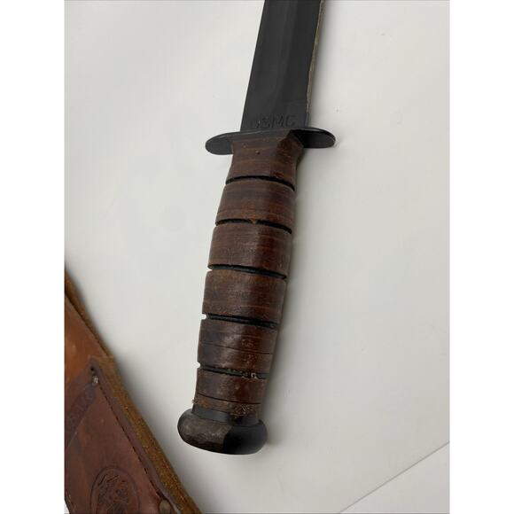 VNT KA-BAR US Army 7" Fixed Blade Knife, LEATHER Handle And SHEATH W Belt Loop - Picture 15 of 16